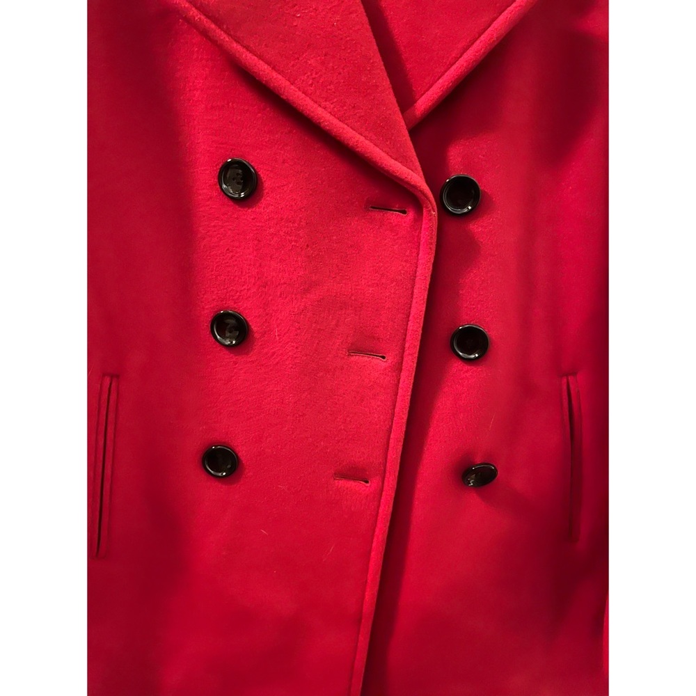 ❣️Calvin Klein Red Classic Winter Fall Autumn 100% Wool Pea Coat Size 10 Large❣️ - Picture 5 of 13